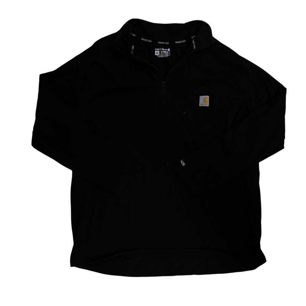 Carhartt Force Relaxed Fit Quarter Zip Long Sleeve Shirt Black 2XL TK4255-M